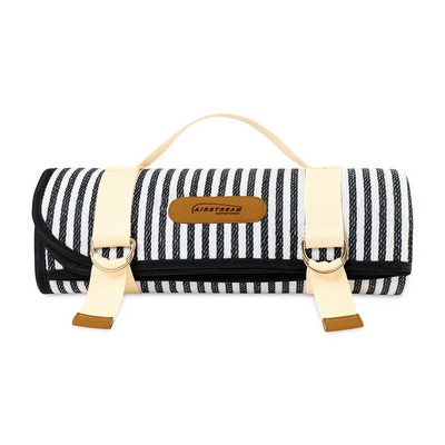 Life's a Picnic Recycled Polyester Roll-Up Blanket - Black & White Stripes