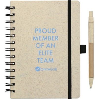 5'' x 7'' FSC® Mix Wheat Straw Notebook with Pen