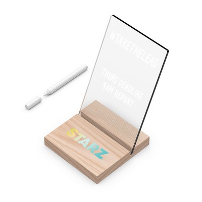 ClearPad Eco : Reusable clear memo pad with maple wood base