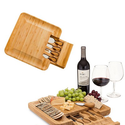 Cheese Board Tray Set Bamboo Wooden Unique Housewarming Gift