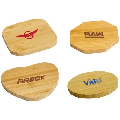 Slim Round Bamboo Qi Wireless Charging Pad